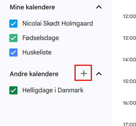 Tryk på plus-ikonet for at se ressourcekalender