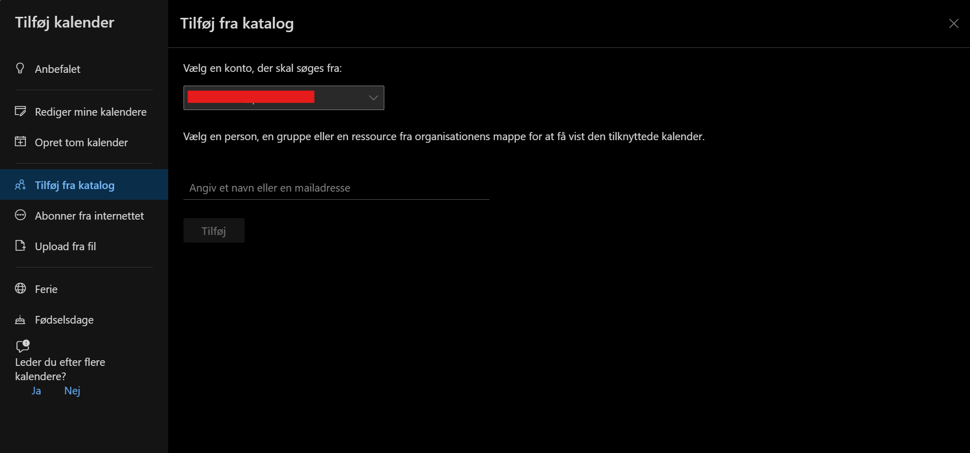 Tilføj en kollegas kalender i Outlook
